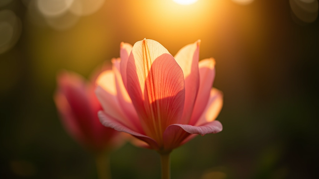 Macro photograph of flower or plant detail with backlighting creating luminous effect